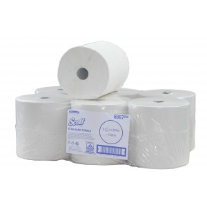 Kimberly Clark scott tekercses kéztörlő papír 1r.fehér cellulóz 6*304m/karton KC-6667