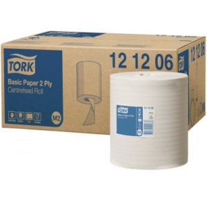Tork M-Tork Basic tekercses kéztörlő, 2 rétegű, fehér 6 tekercs/karton SCA-121206