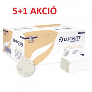 AKCIÓS CSOMAG 5+1 karton Lucart  EASY BEIGE V250 hajtogatott kéztörlő 1r.natúr  5000  lap/karton  86